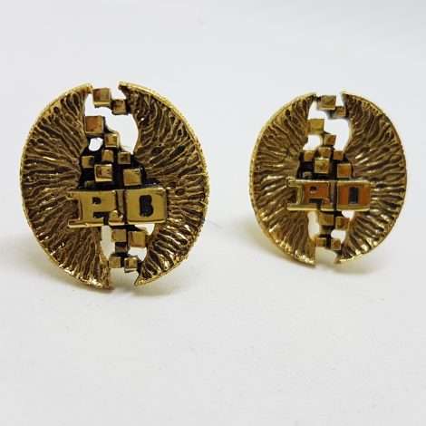 Vintage Costume Gold Plated Cufflinks - Large Oval - P.D.