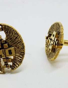 Vintage Costume Gold Plated Cufflinks - Large Oval - P.D.