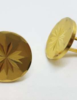 Vintage Costume Gold Plated Cufflinks - Round - Patterned