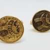Vintage Costume Gold Plated Cufflinks - Round - Temple