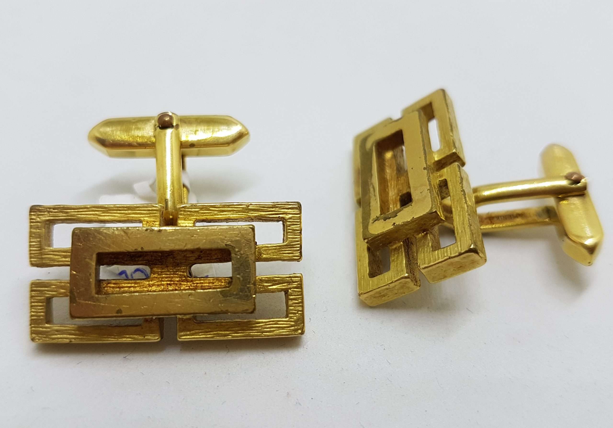 20200901_213609 Vintage Costume Gold Plated Cufflinks - Rectangular - Patterned