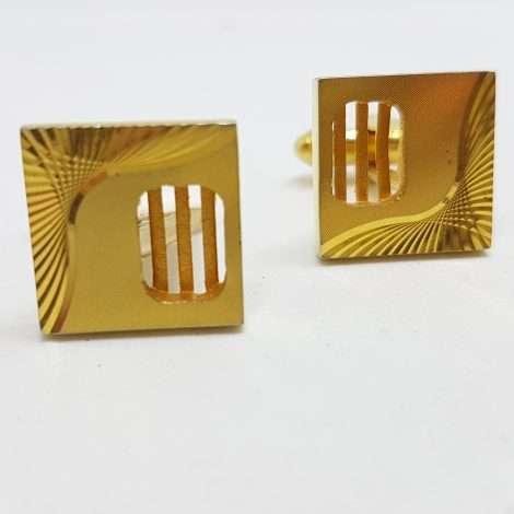 Vintage Costume Gold Plated Cufflinks - Line and Curve Design