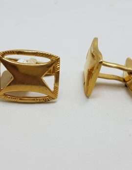 Vintage Costume Gold Plated Cufflinks - Rectangular - " X " Design