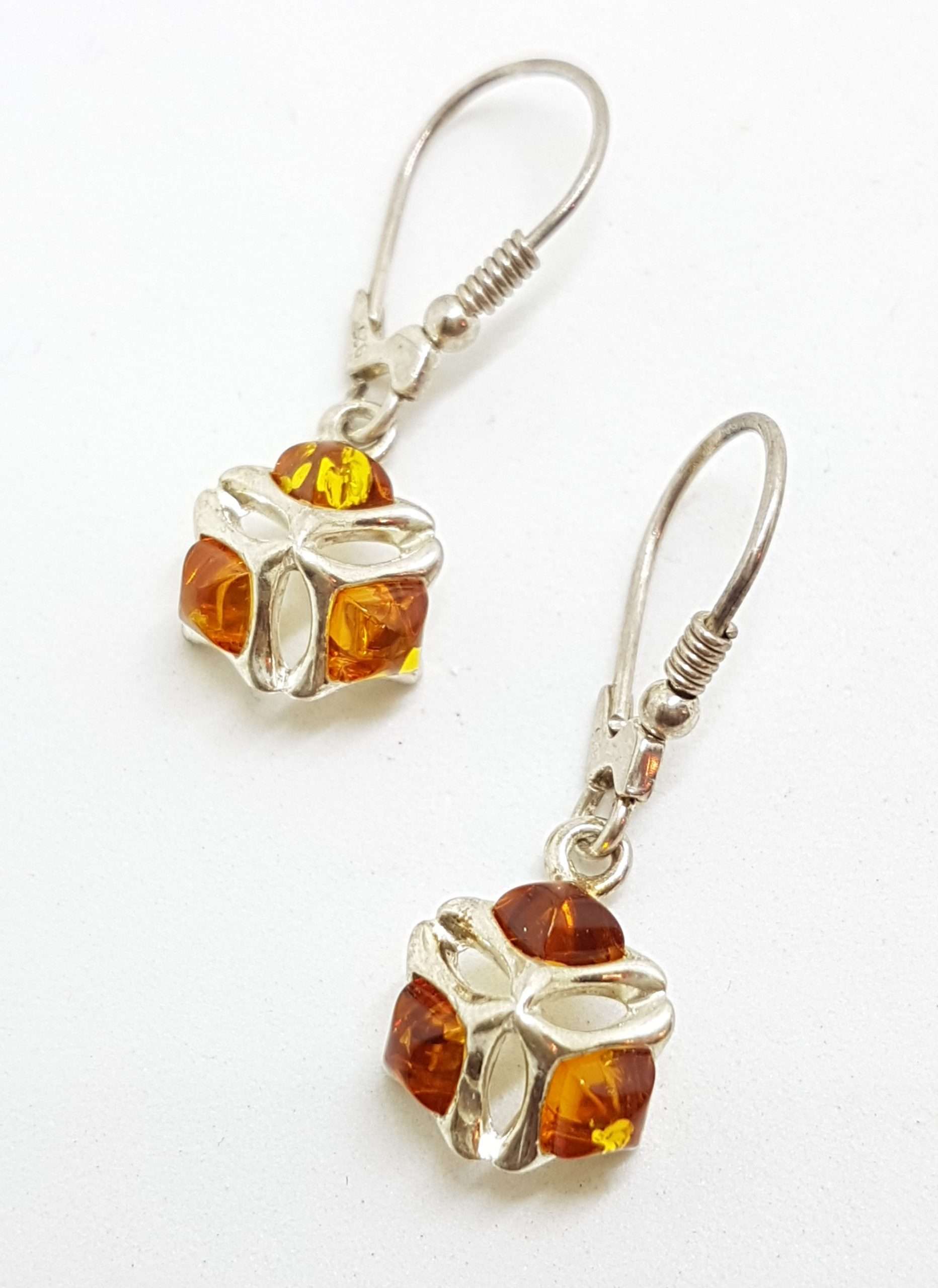 20200910_091319 Sterling Silver Natural Baltic Amber Cluster Drop Earrings
