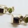 Sterling Silver Natural Baltic Amber and Peridot Stud Drop Earrings