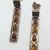 Sterling Silver Natural Baltic Amber Pear Shape Teardrops in Long Rectangular Drop Earrings