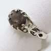 Sterling Silver Oval Ornate Filigree Claw Set Smokey Quartz Ring