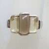 Sterling Silver Rectangular Cabochon Cut Light and Dark Smokey Quartz Ring