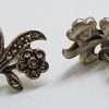 Sterling Silver Vintage Marcasite Screw-On Earrings - Flowers