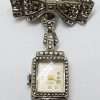 Sterling Silver Vintage Marcasite Brooch – Large Nurses Watch on Bow