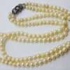 Sterling Silver Vintage Marcasite Clasp on Double Strand Pearl Necklace
