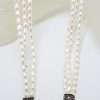 Sterling Silver Marcasite Circular T-Bar Clasp Pearl Strand Necklace / Chain