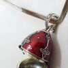 Sterling Silver Marcasite with Red Enamel Faberge Style Egg (which opens) Enhancer Pendant on Silver Choker Chain / Necklace