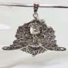 Sterling Silver Marcasite Large Peacock Pendant on Silver Choker Chain / Necklace