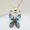 Sterling Silver Topaz Butterfly Pendant on Silver Chain