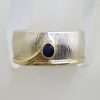 Sterling Silver Sapphire Wide Band Ring - with Gold Plate