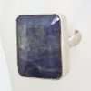 Sterling Silver Large Rectangular Sapphire Ring