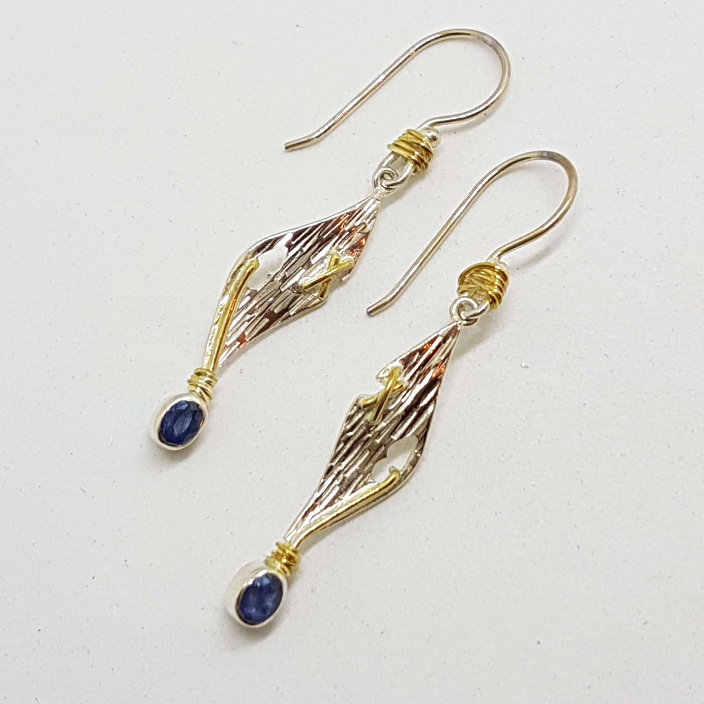 20200920_133621 Sterling Silver & Gold Plated Long Sapphire Drop Earrings