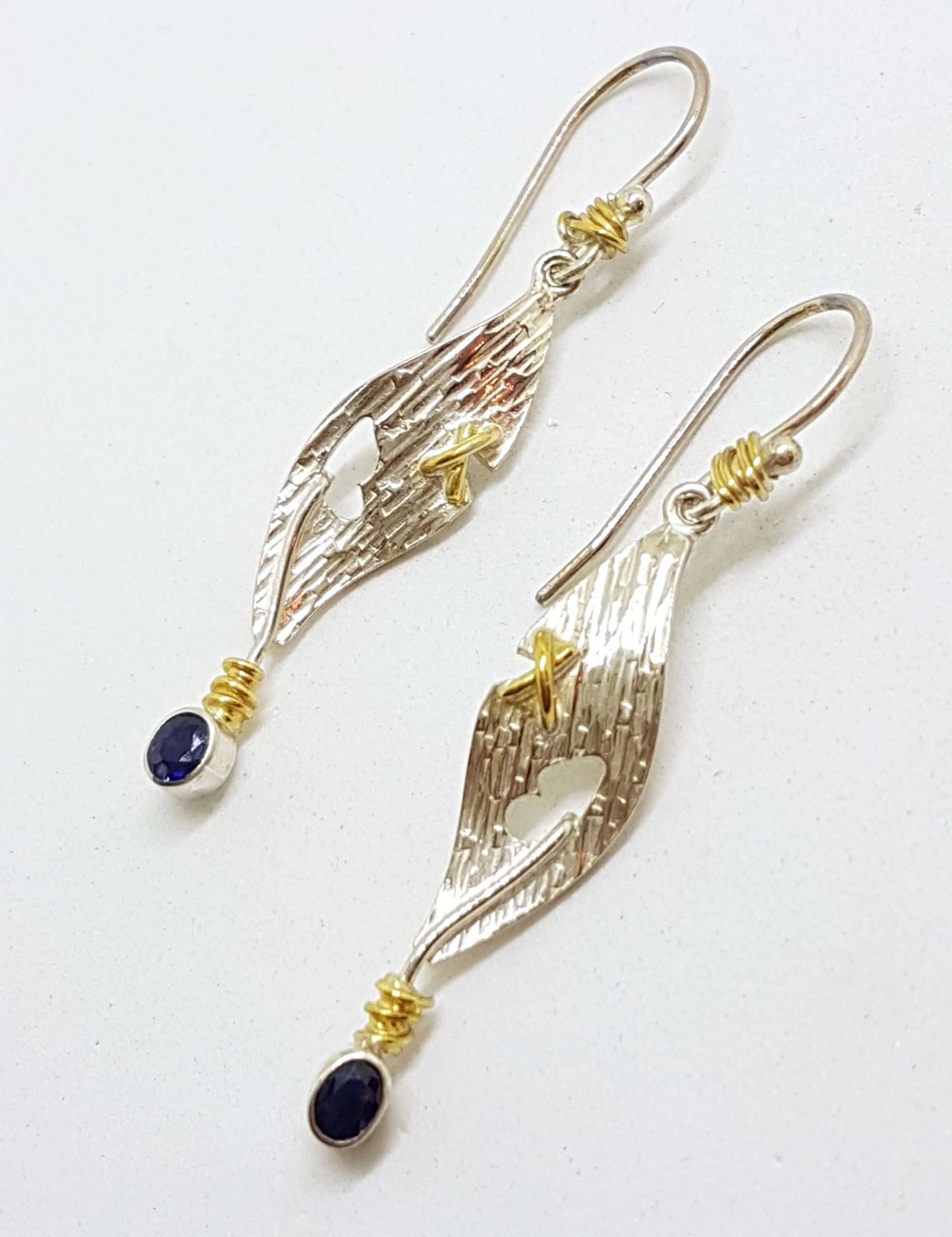 20200920_133652 Sterling Silver & Gold Plated Long Sapphire Drop Earrings