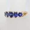 9ct Gold Bridge Set Ring with 5 Blue Sapphires and 8 Diamonds - Filigree Sides