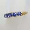 9ct Yellow Gold Bridge Set Ring with 5 Blue Sapphires and 8 Diamonds – Ornate Sides