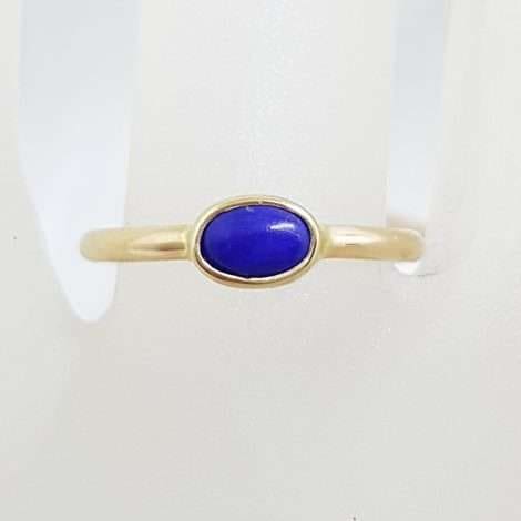 9ct Yellow Gold Oval Shape Lapis Lazuli Ring - Stackable