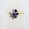 18ct Yellow Gold Sapphire & Diamond Ornate Cluster Ring