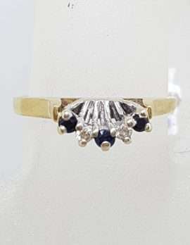 9ct Yellow Gold Sapphire and Diamond Curved Eternity/Wedding Ring