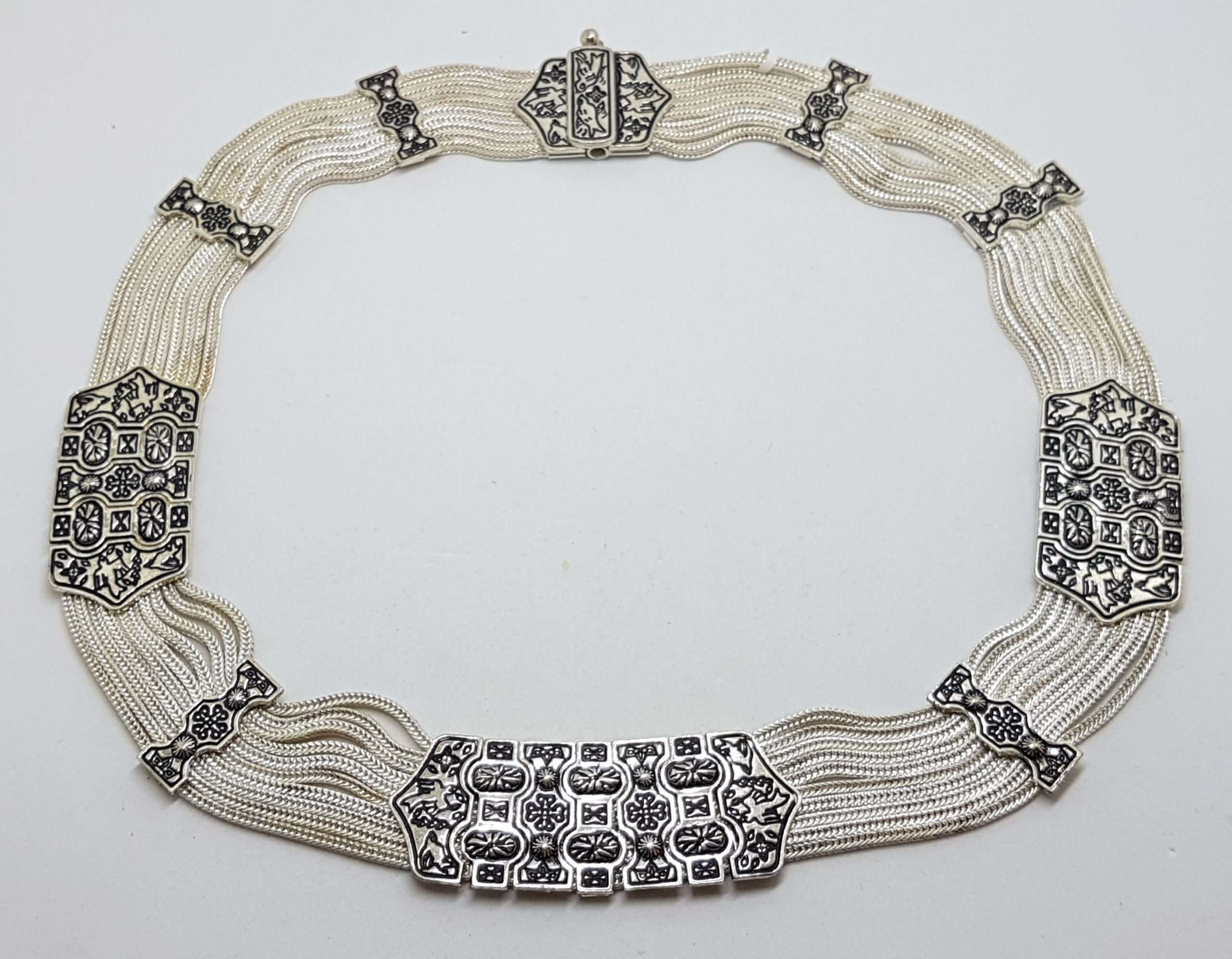 20200920_203451 Sterling Silver Wide Multiple Chain with Ornate Design Collier Chain / Necklace - Turkish