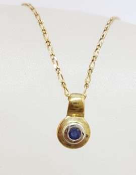 9ct Yellow and White Gold Round Sapphire Pendant on Gold Chain