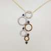 9ct Yellow Gold Sapphire & Diamond Hoops / Rings / Circles Large Pendant on Gold Chain
