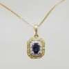 18ct Yellow Gold Natural Sapphire and Diamond Pendant on Gold Chain