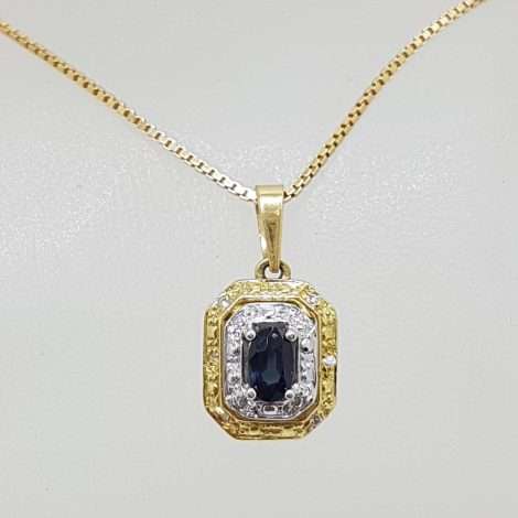18ct Yellow Gold Natural Sapphire and Diamond Pendant on Gold Chain