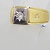 18ct Yellow Gold Heavy Diamond Gents Ring - Square *SOLD*