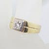 9ct Yellow and White Gold Diamond Square Gents Ring - Two Tone