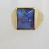 9ct Yellow Gold Rectangular Opal Triplet Gents Ring - Antique / Vintage