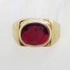 9ct Yellow Gold Oval Red Gents Ring *SOLD*