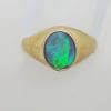9ct Yellow Gold Large Oval Opal Gents Ring - Antique / Vintage