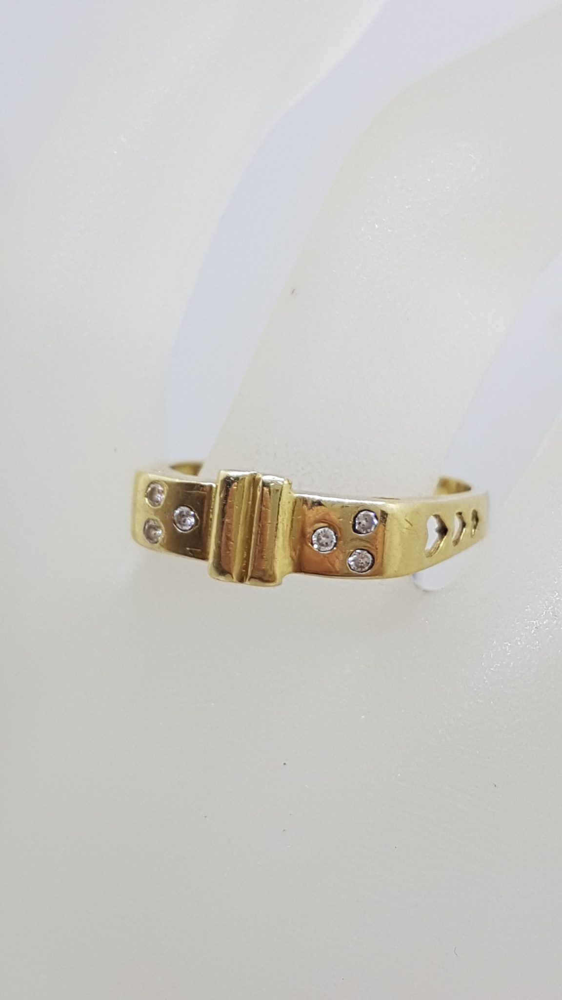 18ct Yellow Gold Cubic Zirconia Design Ring – Vintage / Antique – Large Size