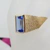 9ct Yellow Gold Tall Blue Stone Gents Ring *SOLD*