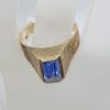 9ct Yellow Gold Tall Blue Stone Gents Ring *SOLD*