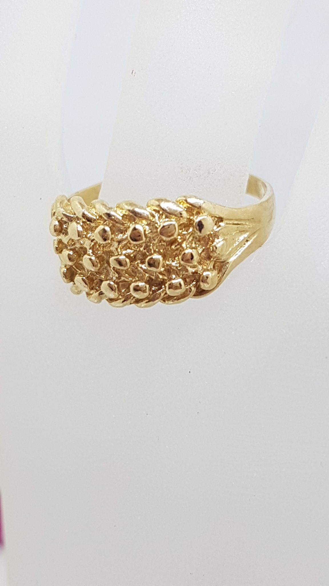 * SOLD * 9ct Yellow Gold Wide ” Keeper ” Ring Ladies / Gents Alexa