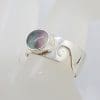 Sterling Silver Oval Fluorite Wide Wave Pattern Band Ring - Ladies / Gents