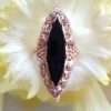 10ct Gold - Yellow, Rose and Green Black Hill Gold - Very Large Marquis Shape Onyx Ornate Grape and Leaf Design Ring - Stunning