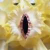 10ct Gold - Yellow, Rose and Green Black Hill Gold - Very Large Marquis Shape Onyx Ornate Grape and Leaf Design Ring - Stunning