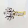 18ct Yellow Gold & Platinum Large Cluster Diamond Engagement / Dress Ring - Antique / Vintage