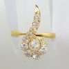 Antique 22ct Yellow Gold Large Diamond Twist Cluster Ring - Hallmarked London 1892