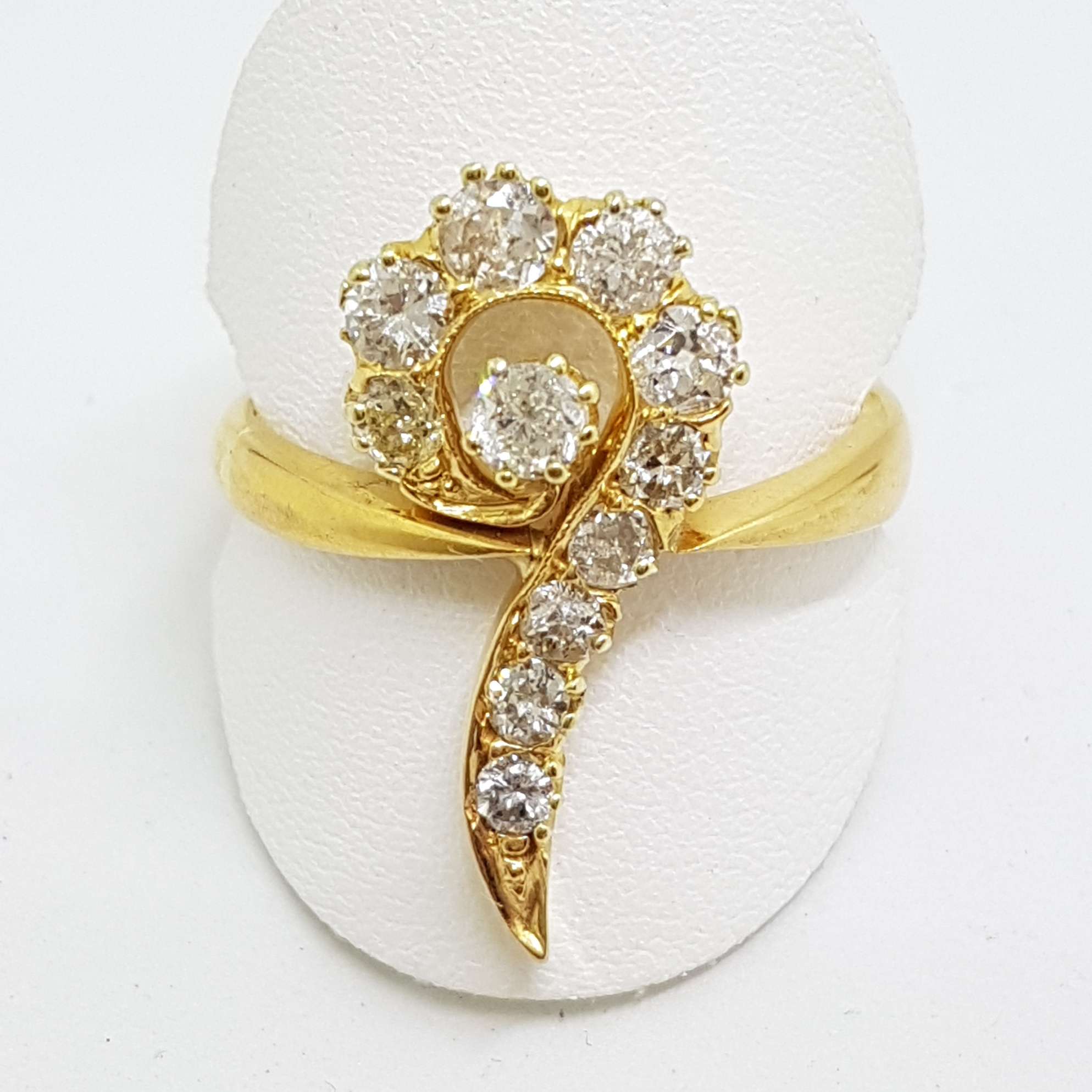 20200914_210628 Antique 22ct Yellow Gold Large Diamond Twist Cluster Ring - Hallmarked London 1892