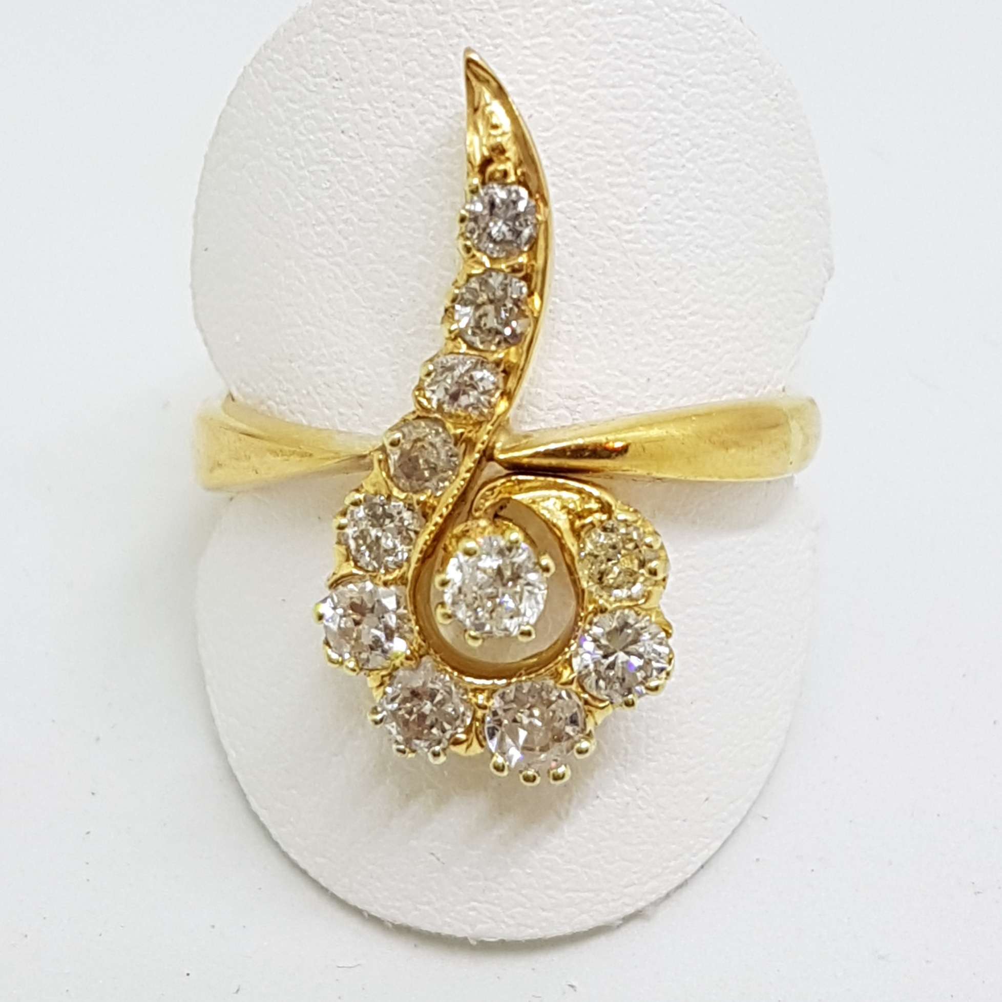 20200914_210646 Antique 22ct Yellow Gold Large Diamond Twist Cluster Ring - Hallmarked London 1892