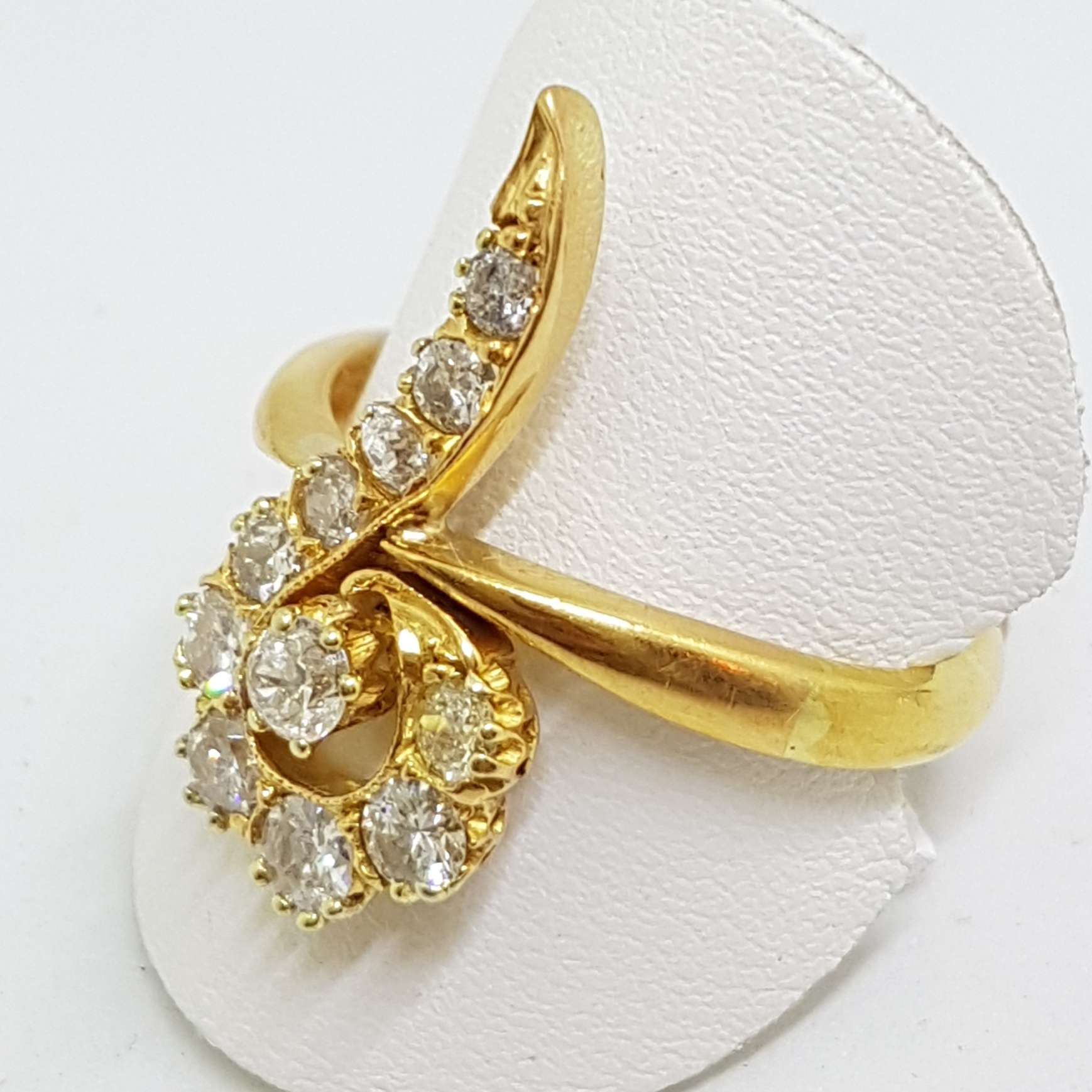 20200914_210708 Antique 22ct Yellow Gold Large Diamond Twist Cluster Ring - Hallmarked London 1892